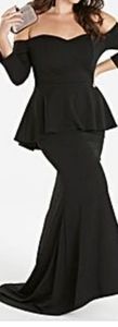 NWT SimplyBe Pemplum Black Off Shoulder Gown size16